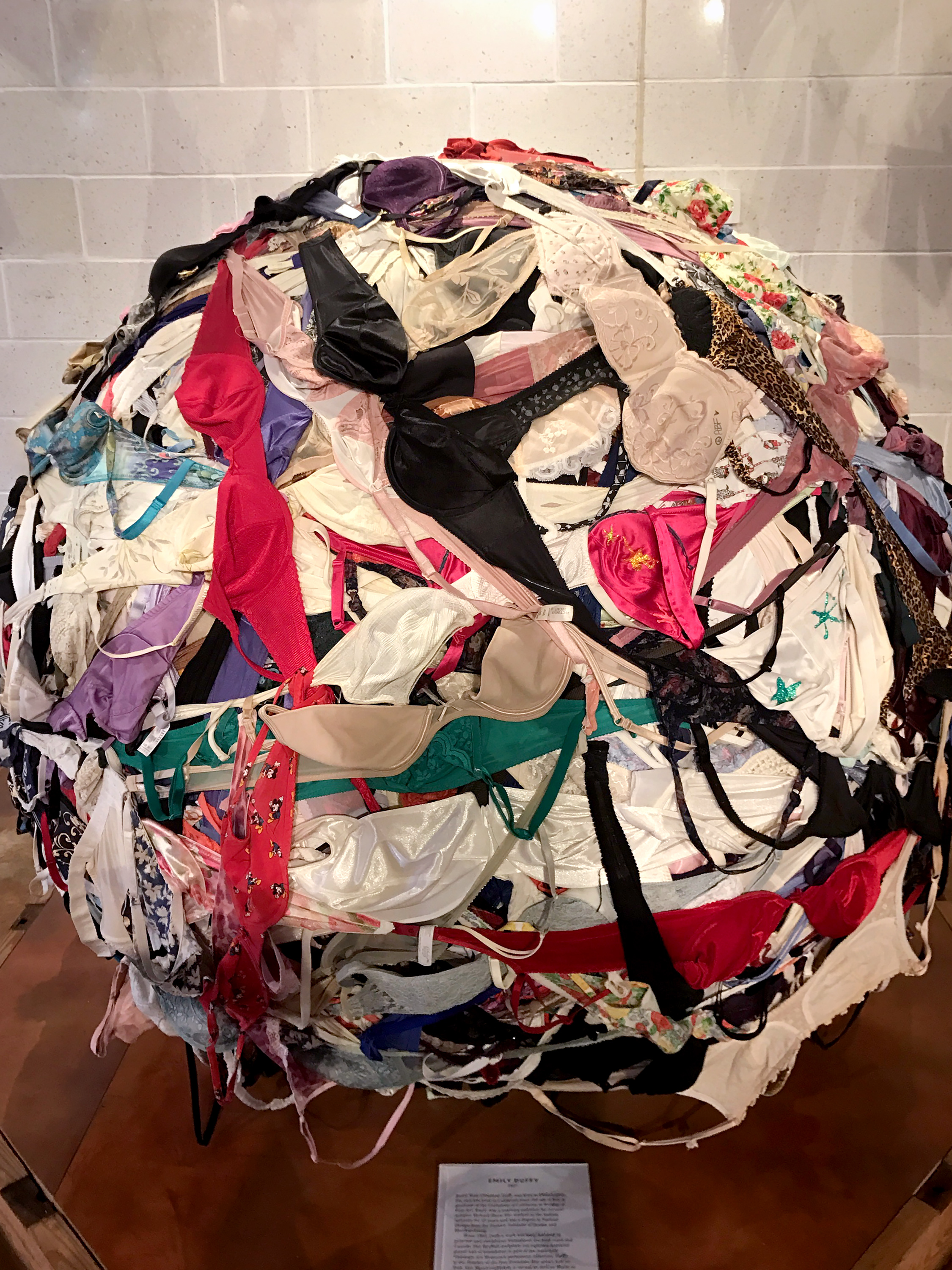 March 22, 2013 - Baltimore, Maryland, U.S. - Artist Emily Duffy's uplifting  work entitled 'Bra Ball,' made with 18,085 bras, is displayed in the  permanent gallery of the American Visionary Art Museum.(Credit